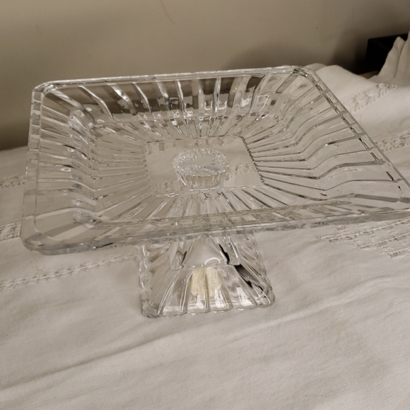Crystal Clear Alexandria Pedestal Square Cake Plate - 7.5  Crystal Clear Alexandria Pedestal Plate